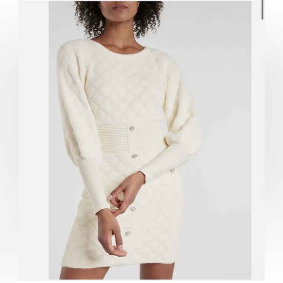 Express Dresses & Skirts - Express embellished button front sweater mini dress swan